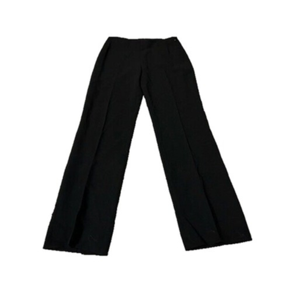 AKRIS Wool Blend Trouser Pant Pleated Capsule Straight Leg Black Minimalist Sz 2